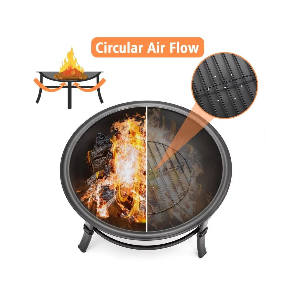 Portable BBQ Grill with Fire Poker and Mesh Cover