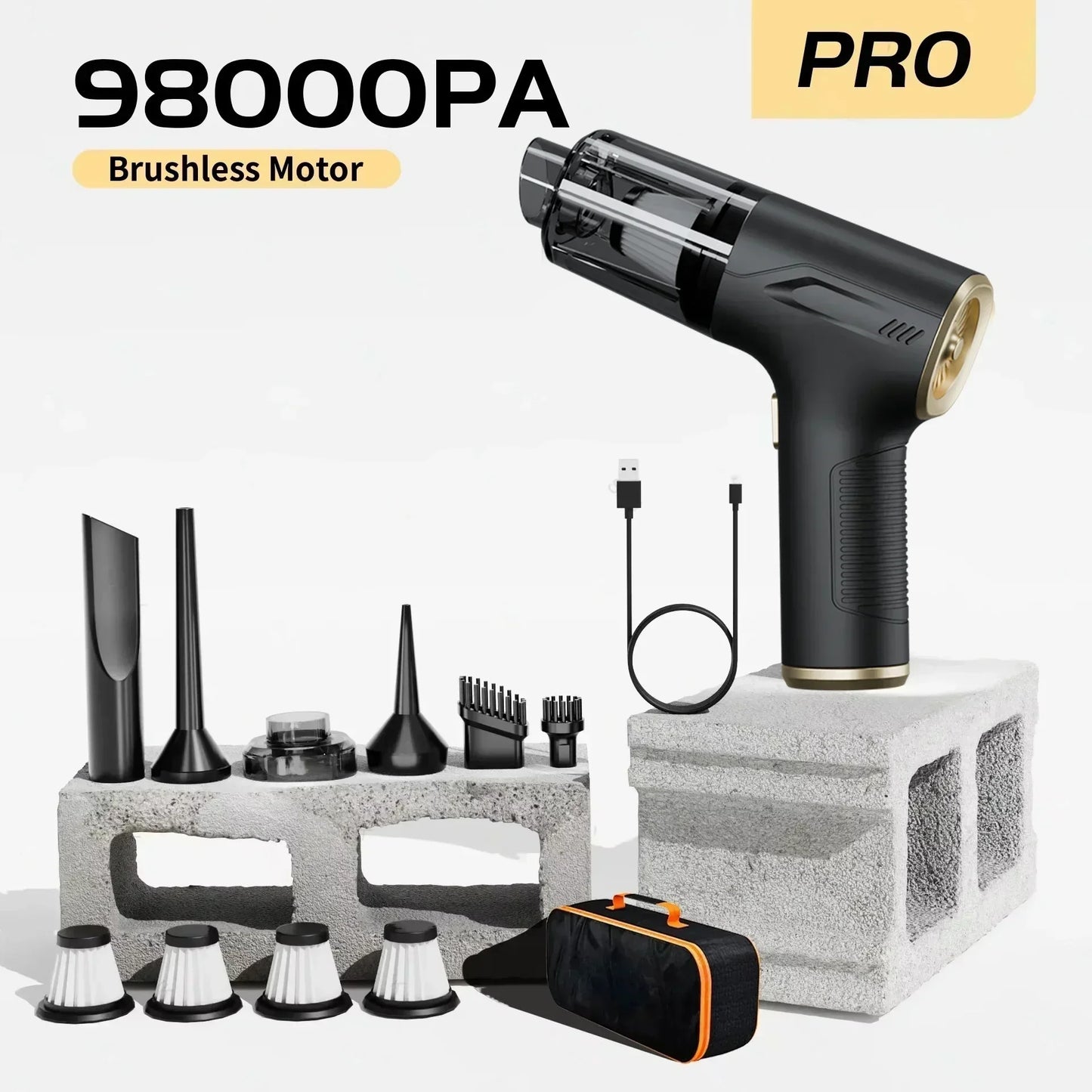 Cordless Mini Car Vacuum Cleaner 4 in 1 Powerful Tool