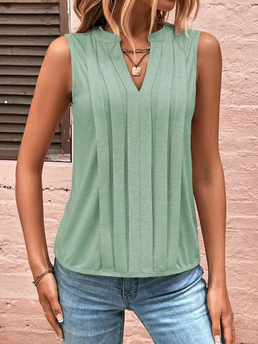 BkquCN Solid Casual Sleeveless Blouses For Women Summer