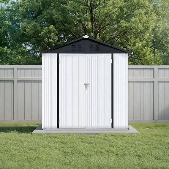 Outdoor Steel Storage Shed With Window And Sliding Doors