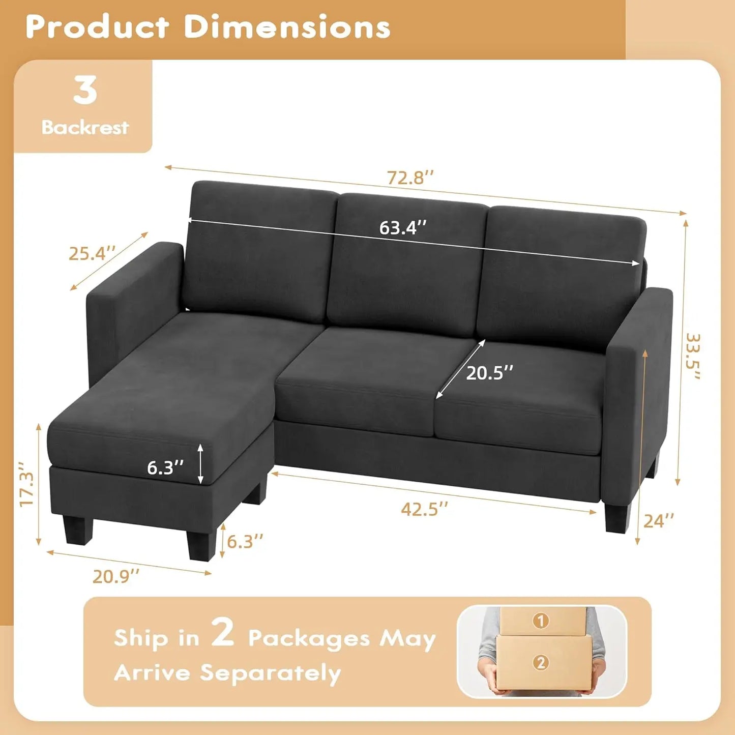Ticify Velvet Sofa Couch With Ottoman For Living Room