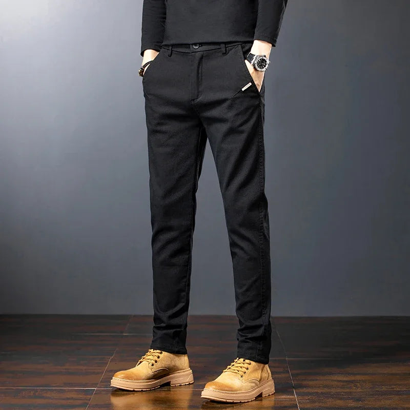 Men's Twill Slim Pants by Fashion Korean