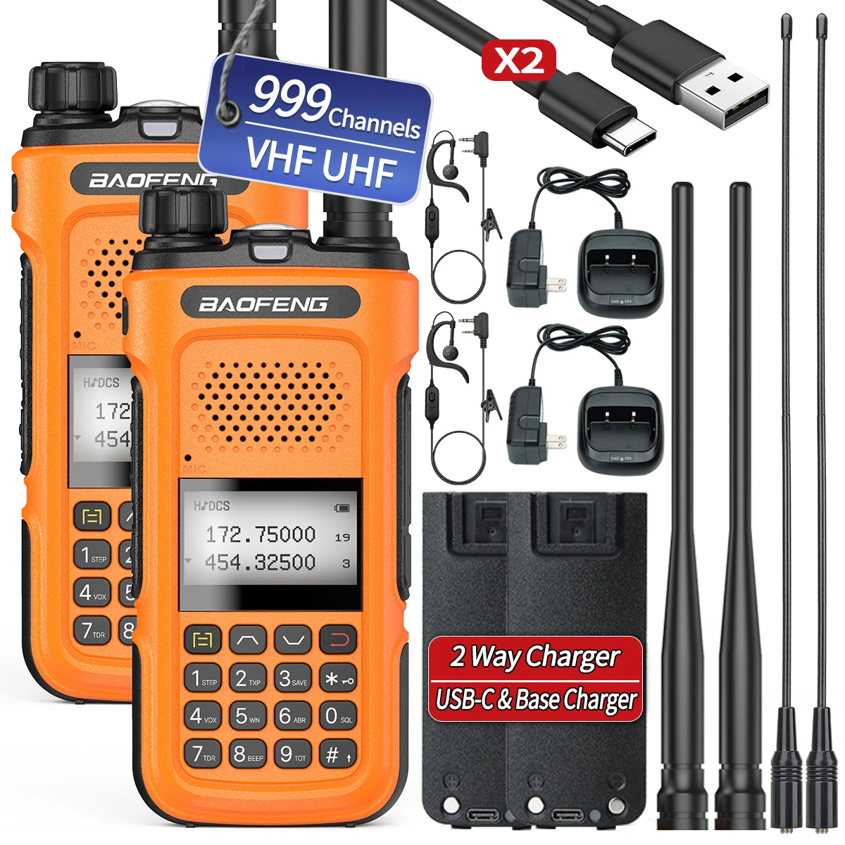 BAOFENG Long Range Walkie Talkie Dual Band Ham Radio Set