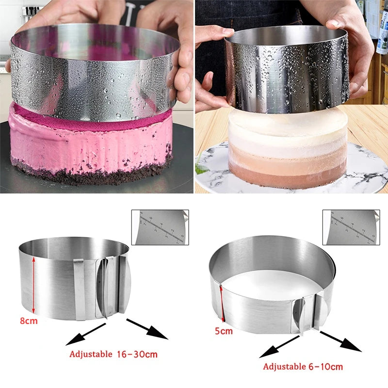 Adjustable Stainless Steel Cake Ring Mold for Perfect Baking