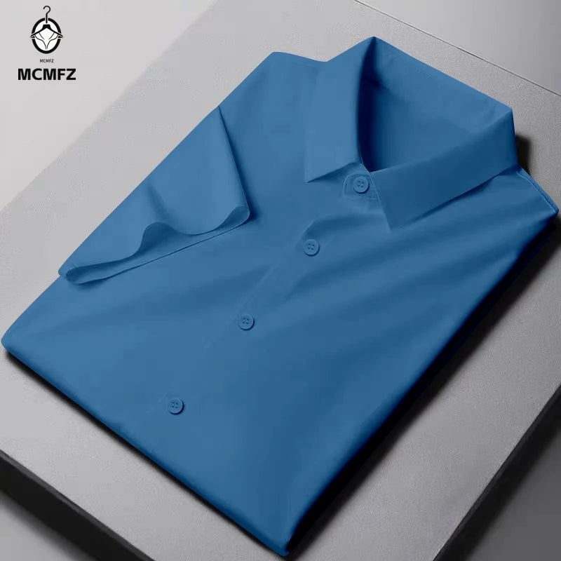 Men's Business Casual Short Sleeve Solid Color Shirt