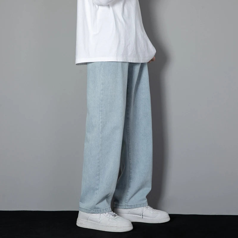 Korean Men's Casual Wide-Leg Jeans for Effortless Style