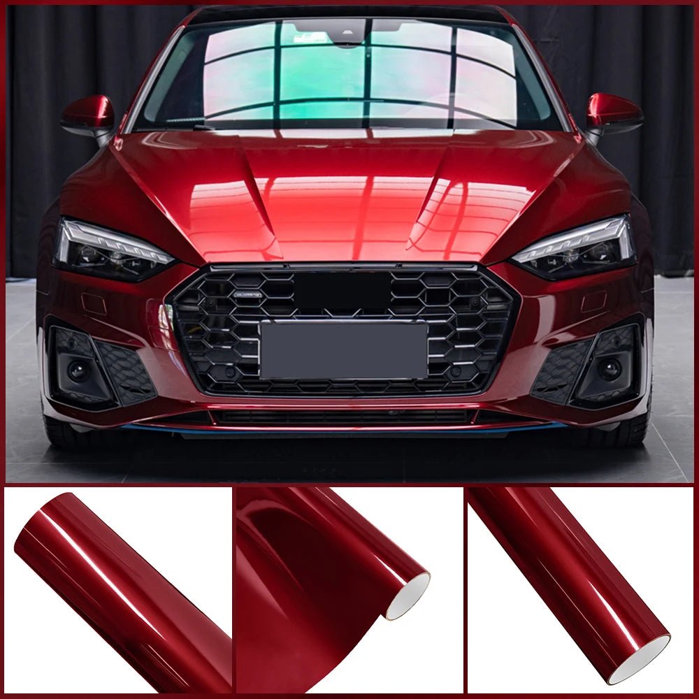 Premium Liquid Metal Dragon Blood Red PET Vinyl Wrap Film Car Decal Sticker Protective Cover Auto Tuning Accessories