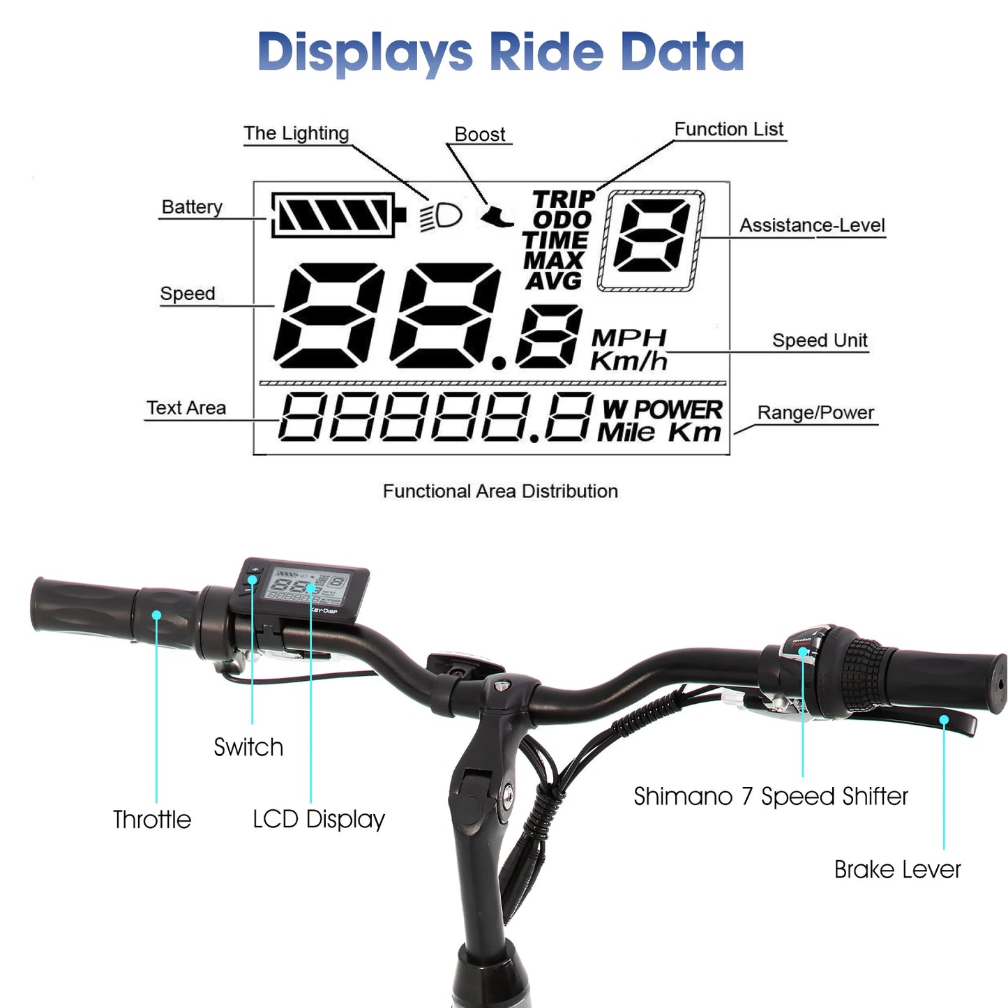Hiland Electric Road Bike With Detachable Battery LCD