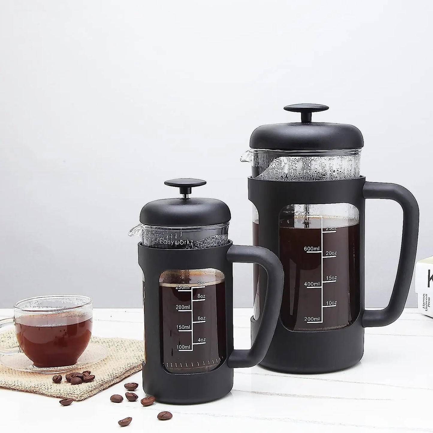Easyworkz French Press Coffee and Tea Maker with Glass Design
