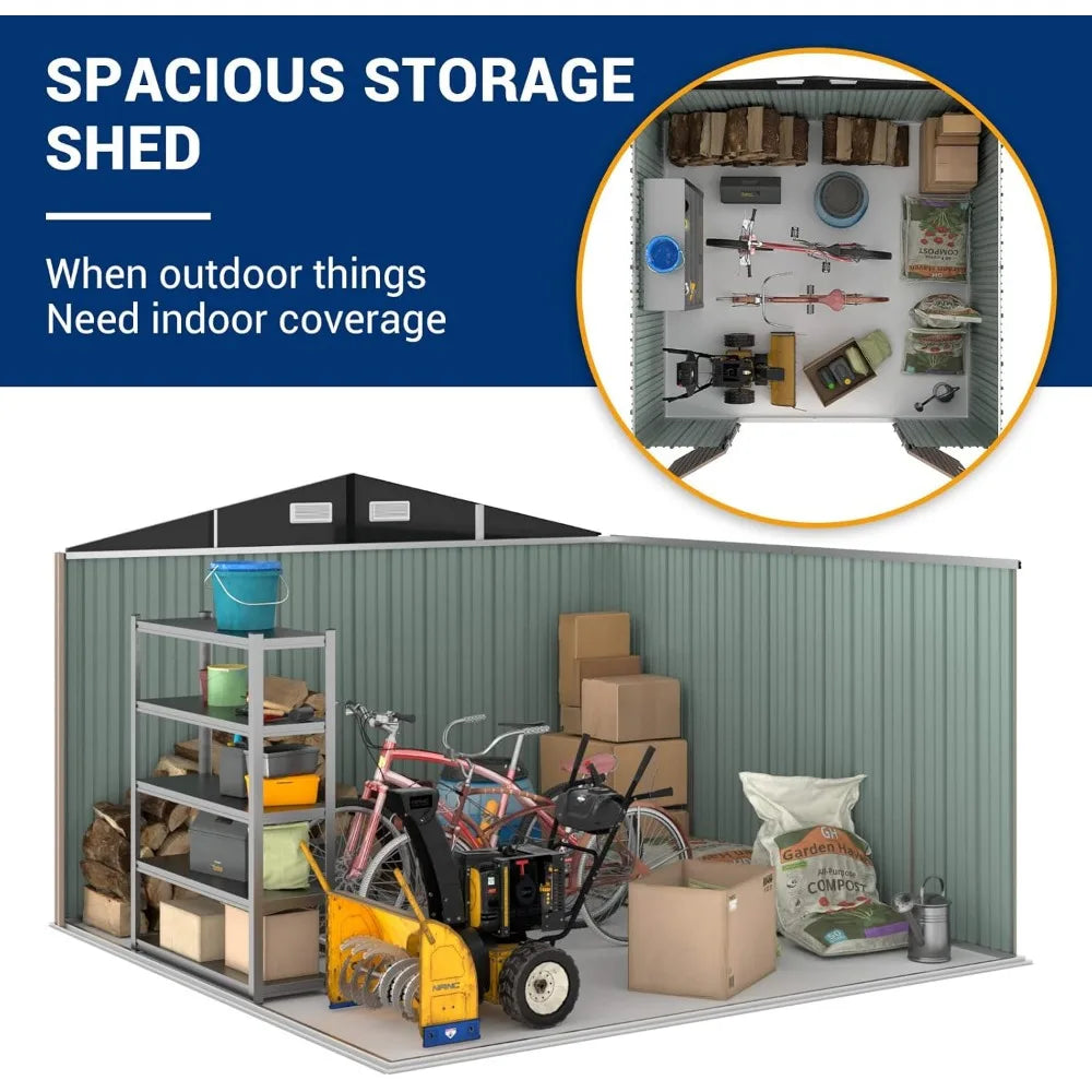 Outdoor Metal Storage Shed Galvanized Steel for Backyard