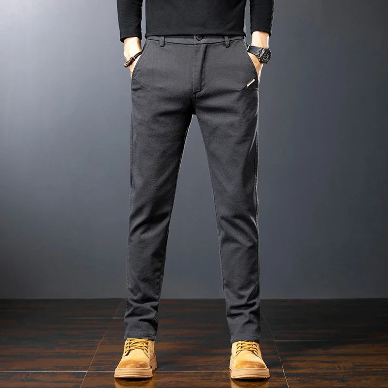 Men's Twill Slim Pants by Fashion Korean