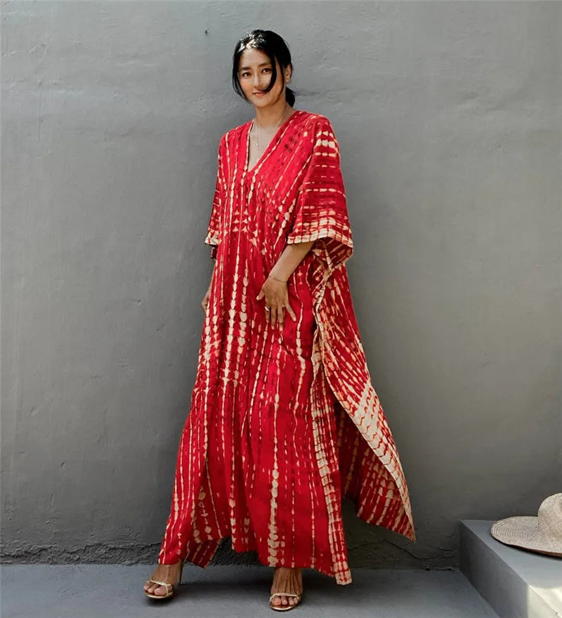 Plus Size Women Beach Coverup Casual Kaftan Swimwear Dress