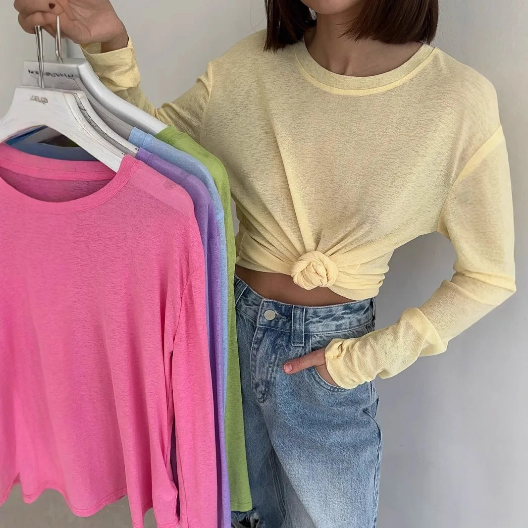 Baomyzhuo Soft Knit Women T Shirts Long Sleeve Casual Top