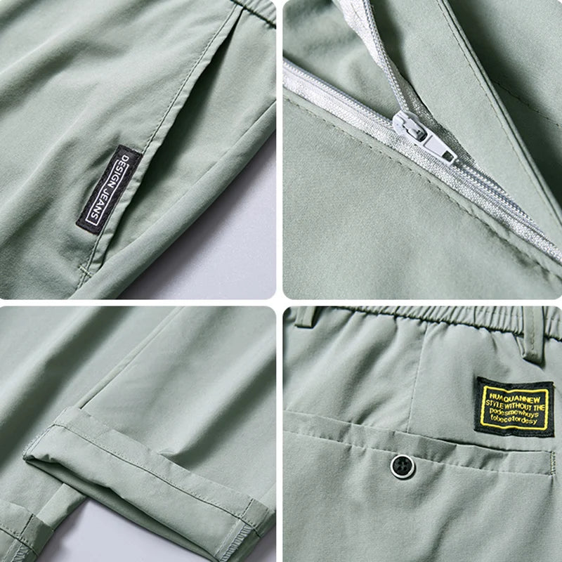 Summer Silk Stretch Trousers for Men Casual Business Wear