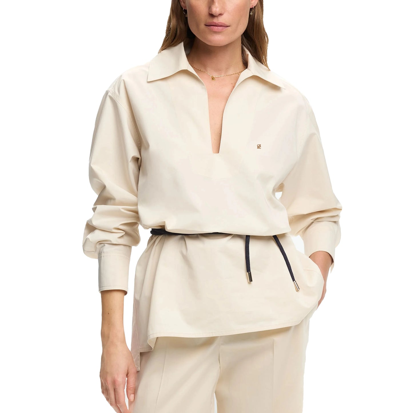 CHCH Women Elegant V Neck Loose Blouse Tunic Top