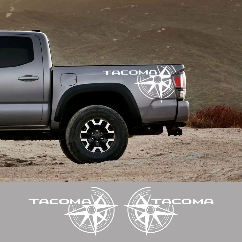 Pickup Trunk Bed Side Stickers For Toyota Tacoma TRD Truck Graphics Compass Decor Vinyl Film Cover Auto Tuning Accessories