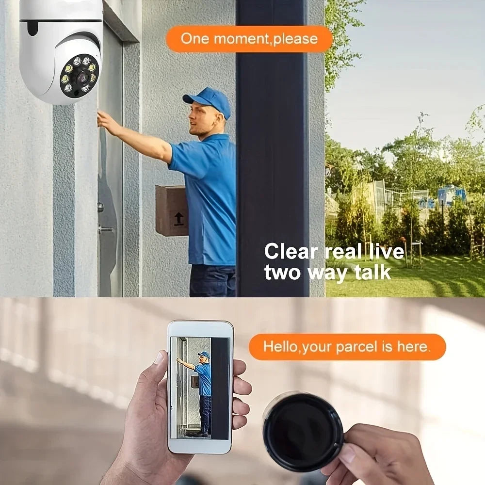 2Pc Wireless Light Bulb Security Camera With Two Way Audio