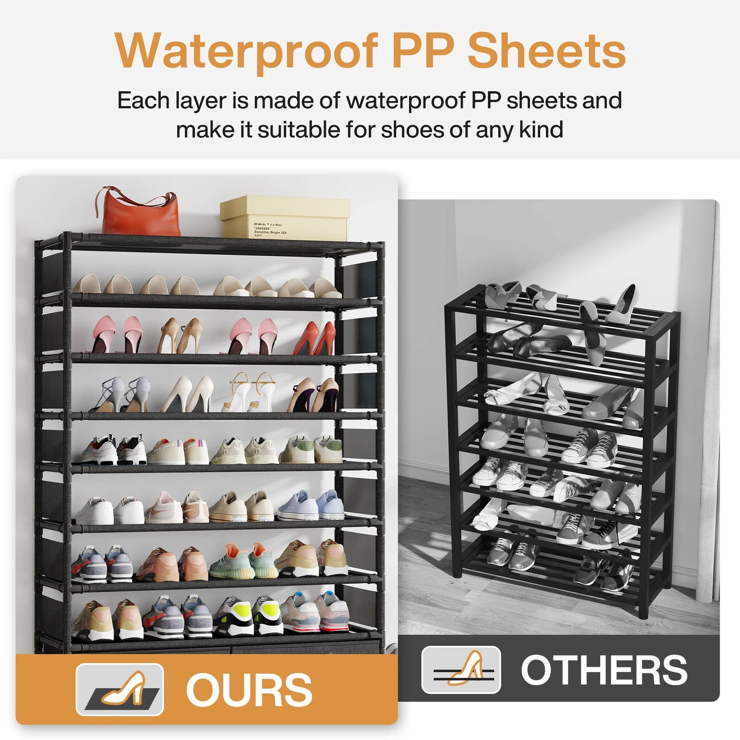 Tribesigns 10 Tier Shoe Rack Organizer with Bins Drawers