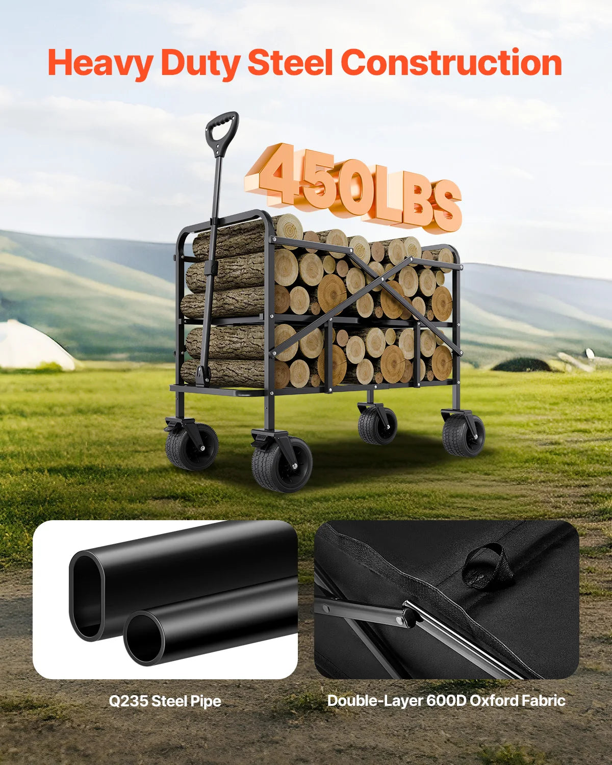 VEVOR Double Decker Collapsible Heavy Duty Garden Wagon