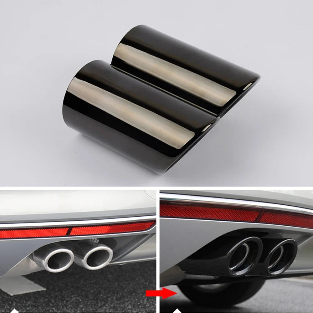 AQTQAQ Chrome Stainless Exhaust Muffler Tip Cover For Audi