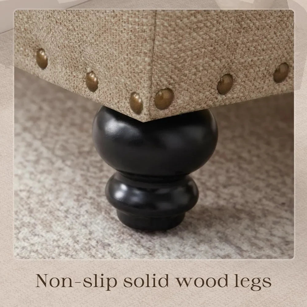 HUANZHUANG Upholstered Storage Ottoman With Button Tufting