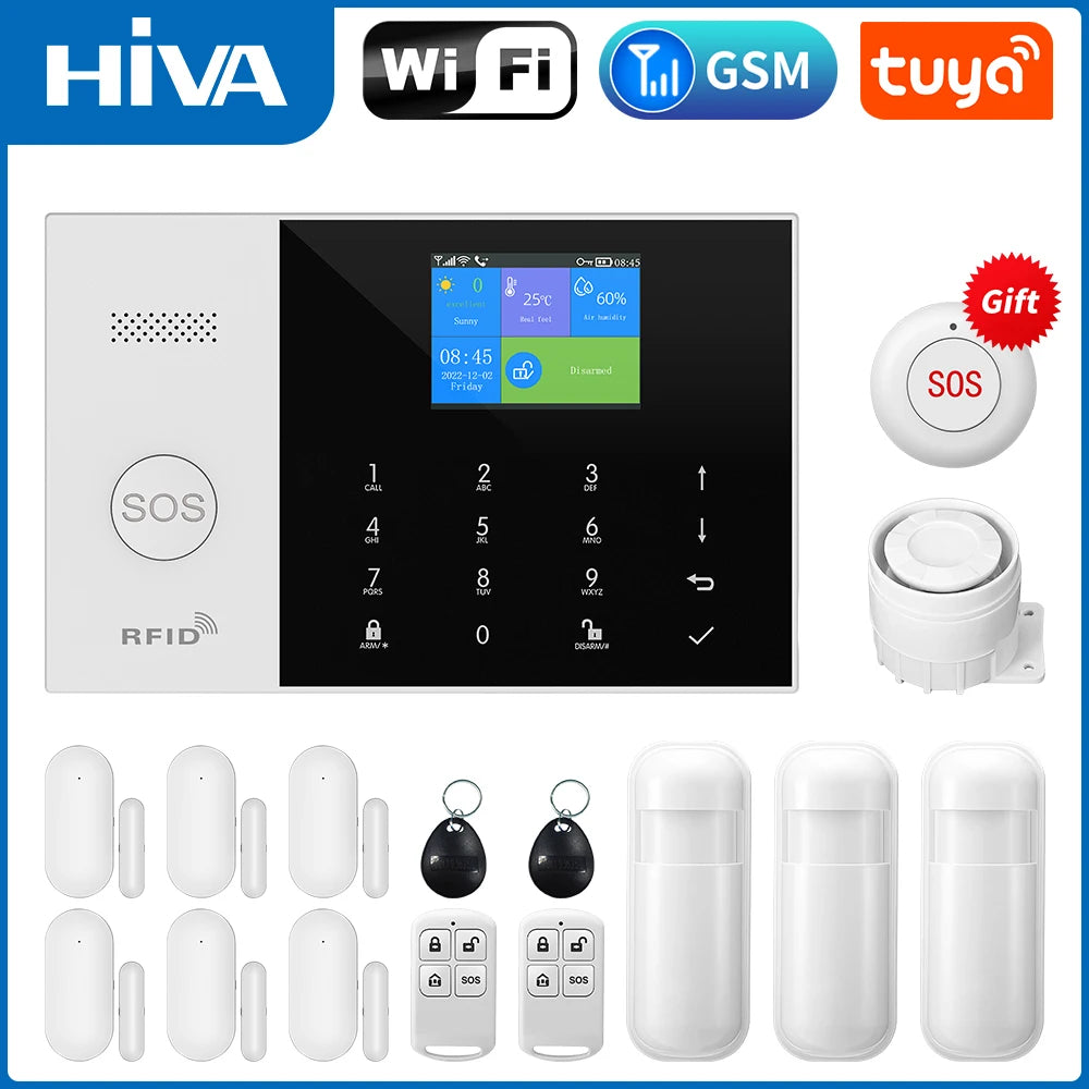 New Wireless Home Alarm System GSM WiFi Motion Sensor Detector Burglar Alarm Tuya SmartLife App Garden Home Alarm PG105