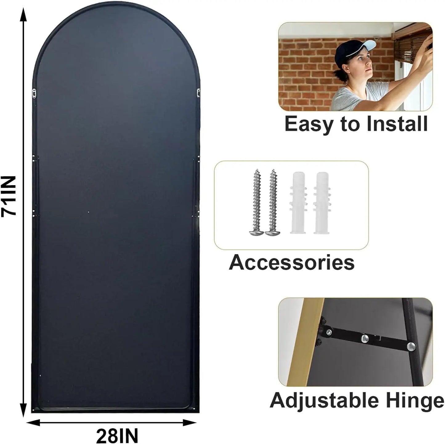 HARRITPURE Mirror With Aluminum Alloy Frame For Living Room