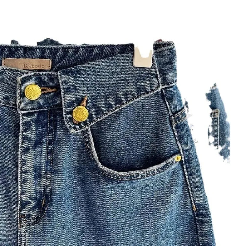 CN Zhejiang Women High Waisted Loose Fit Denim Shorts