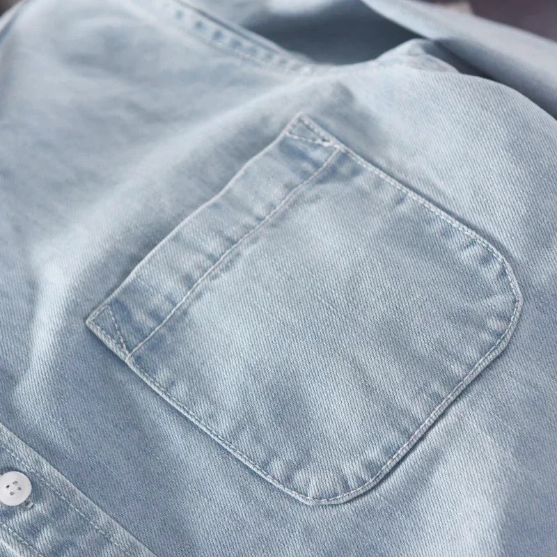 Cotton Long Sleeve Denim Shirt for Men