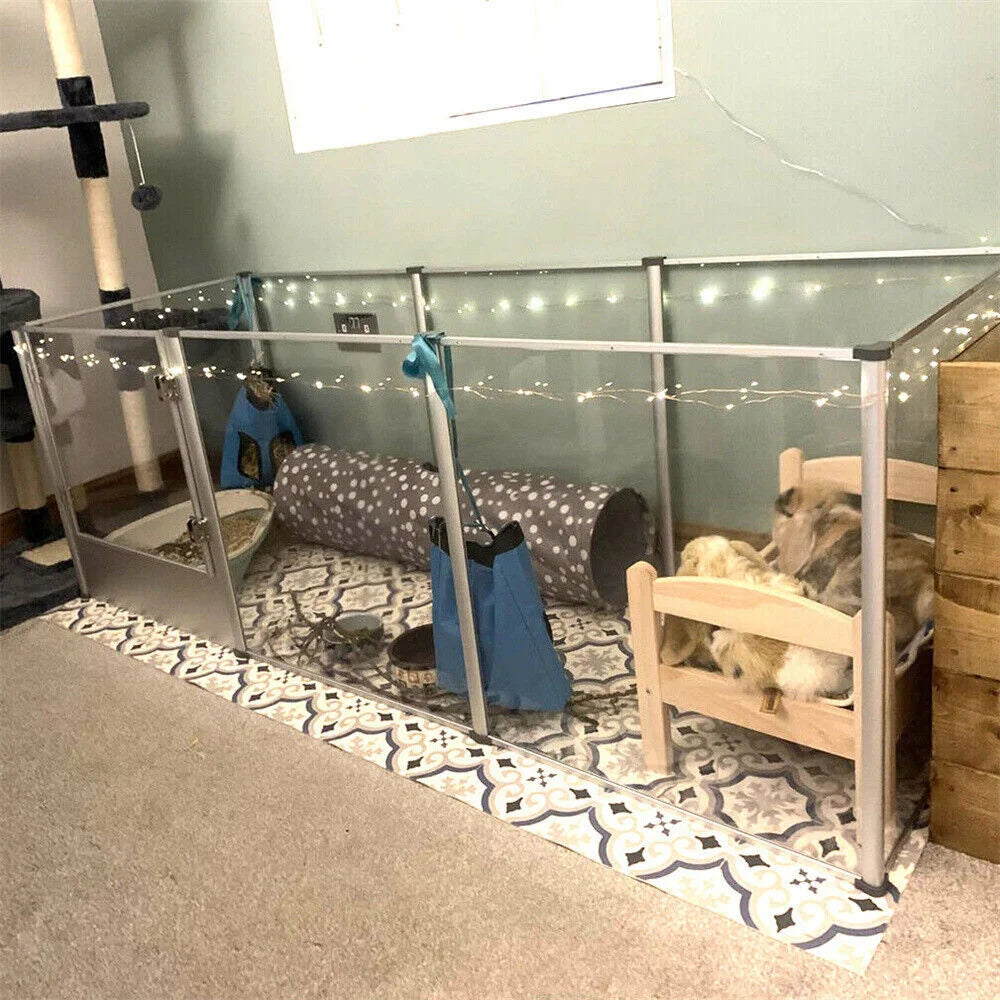 1Pc Large Acrylic Dog Playpen Cage Indoor Enclosure Puppy Playpen with Waterproof Fertility Pad