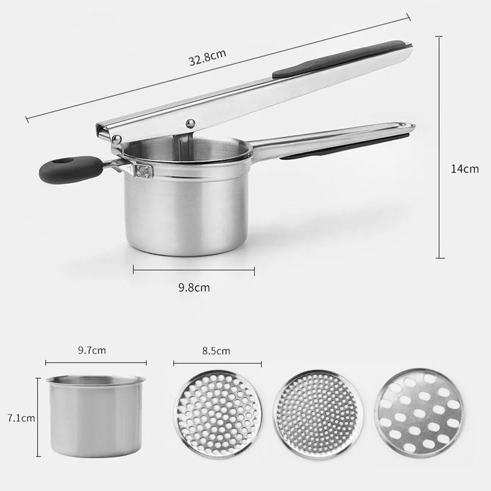 Heavy Duty Stainless Steel Potato Masher and Ricer Kitchen Tool for Perfect Mashed Potatoes