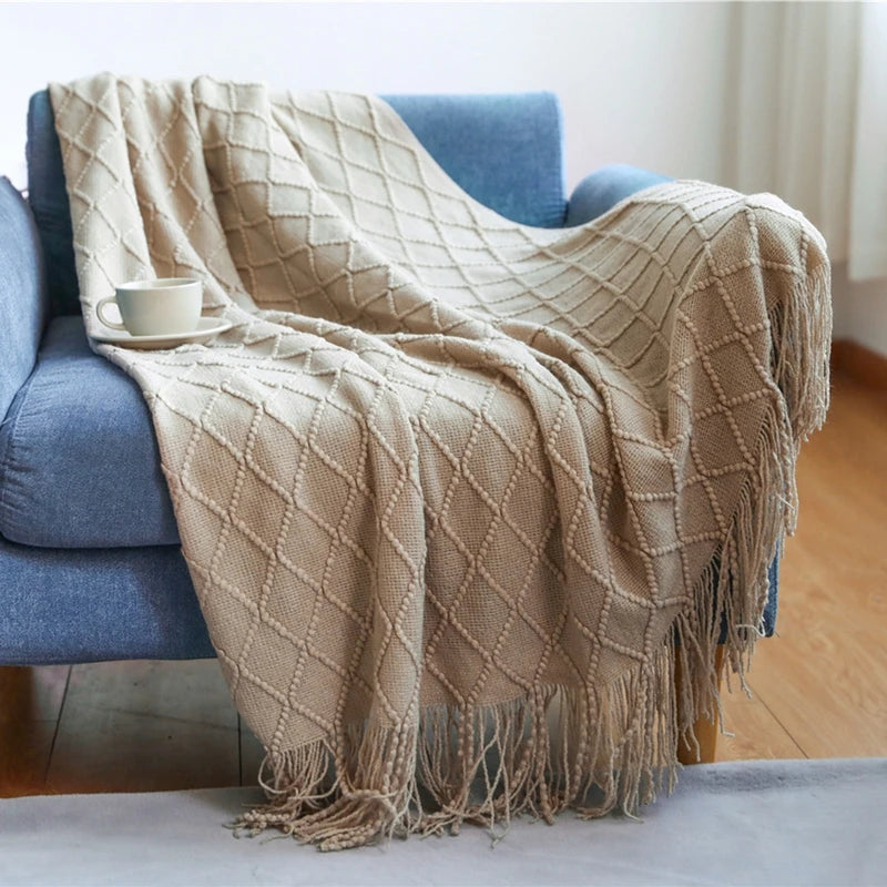 Nordic Stripes Throw Blanket Sofa Cover Bed End Towel Bedroom Decoration Leisure Soft Shawl Warm Boho Decor Bedspread