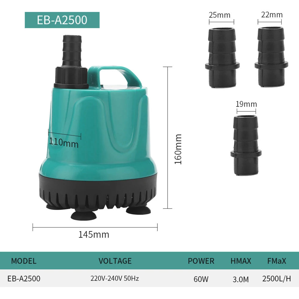 Ultra-Quiet Submersible Water Fountain Pump for Aquariums and Ponds