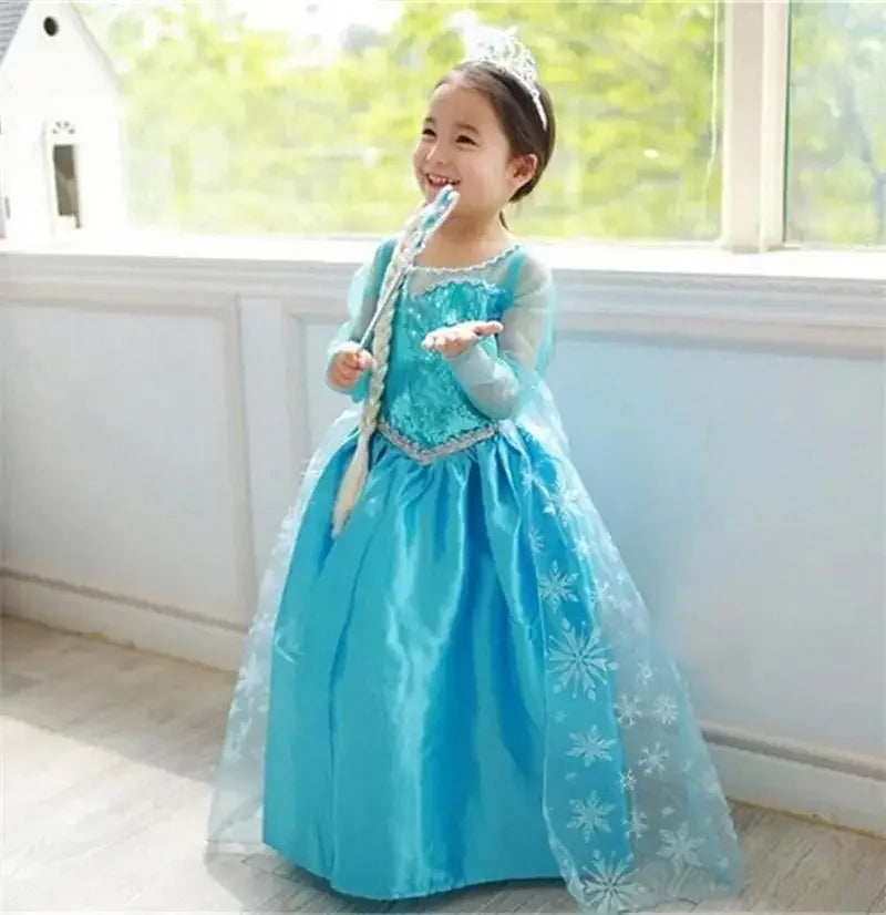 Girls Snow Queen Elsa Costume for Carnival Party Fun