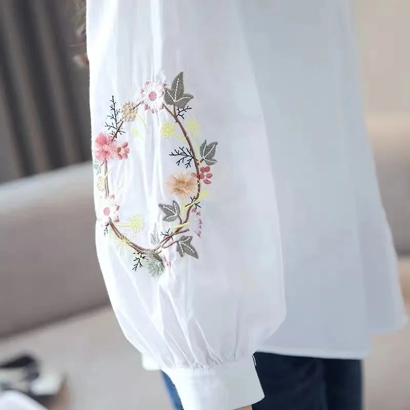 GuangdongChoice Women Embroidered Summer Polo Neck Shirt