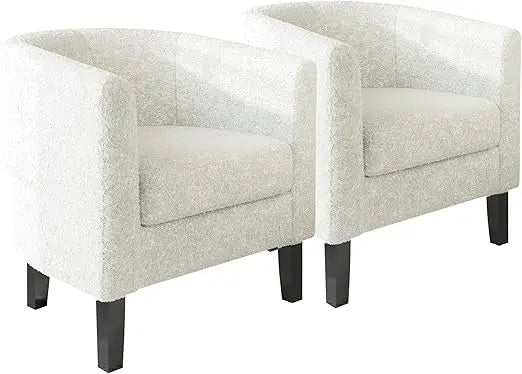 Linen Round Accent Barrel Chairs Set of Two