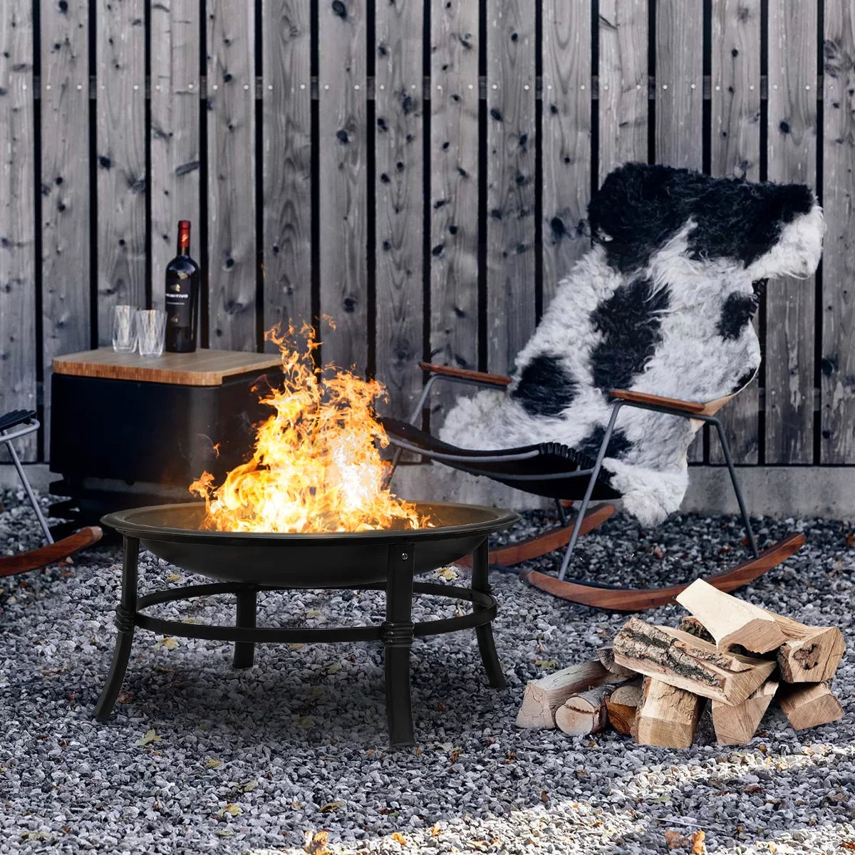 Portable BBQ Grill with Fire Poker and Mesh Cover