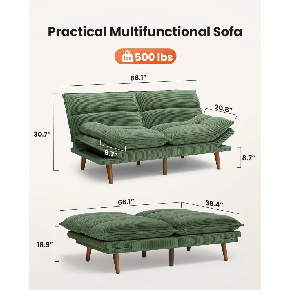 Guangbai Futon Sofa Bed Corduroy 2 In 1 Convertible Couch