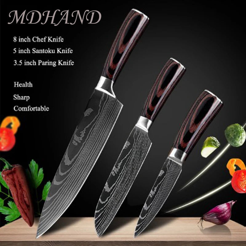 Damascus Style Chef Knife for Precision Slicing and Utility