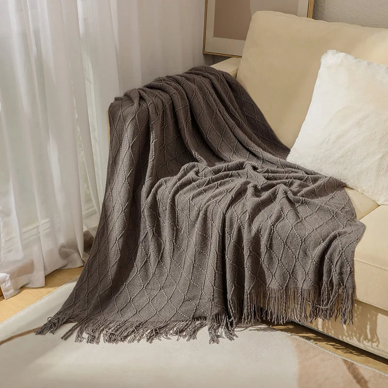Nordic Stripes Throw Blanket Sofa Cover Bed End Towel Bedroom Decoration Leisure Soft Shawl Warm Boho Decor Bedspread