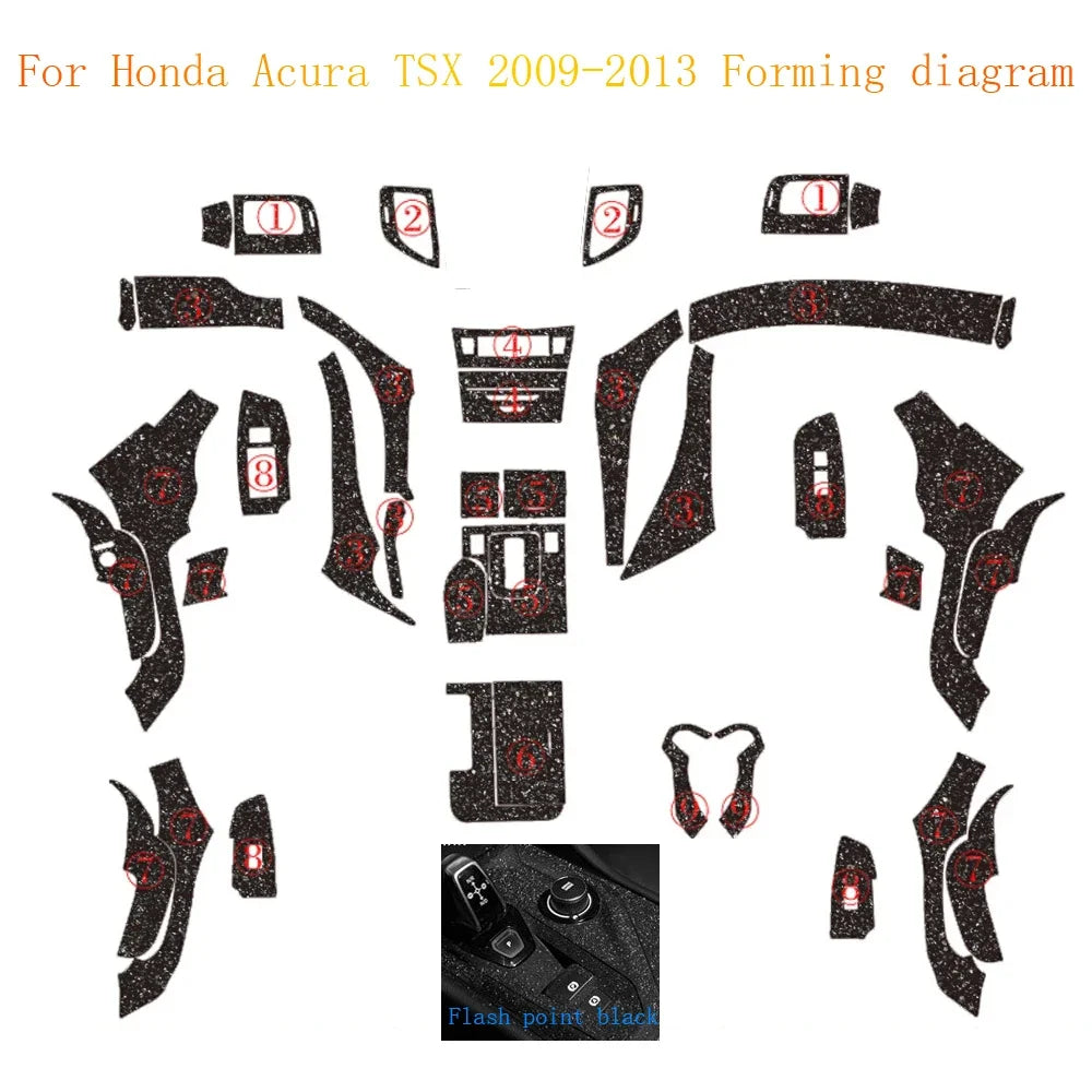 Car Styling Carbon Fiber Interior Center Console Color Change Molding Sticker Decals For Honda Acura TSX 2009 To 2013