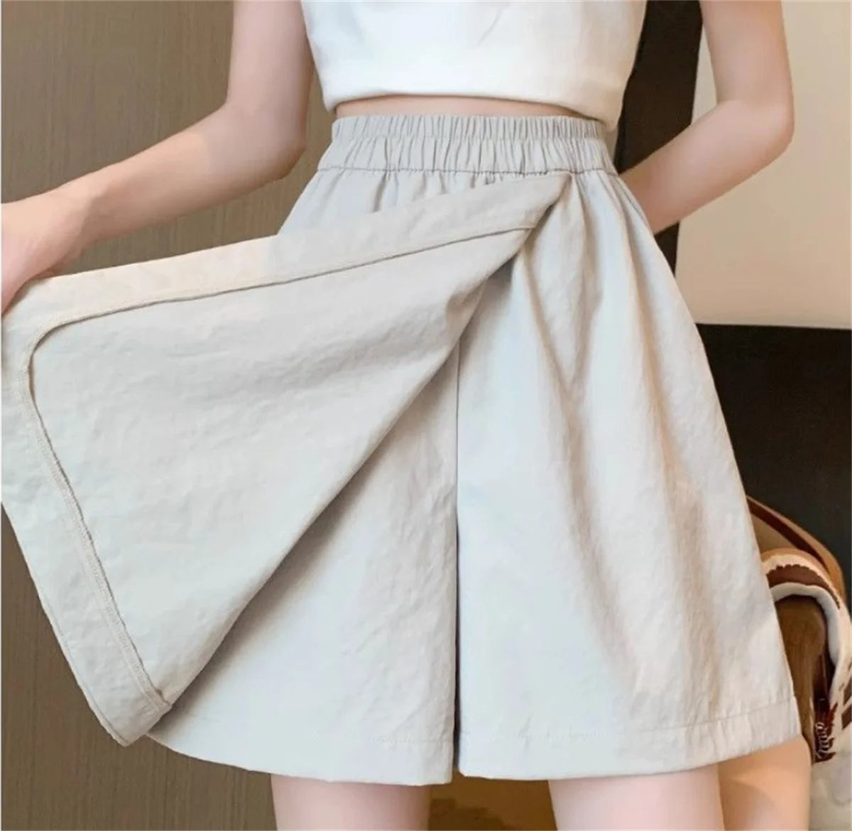 DOHTIH Women High Waist Loose Skirt Shorts