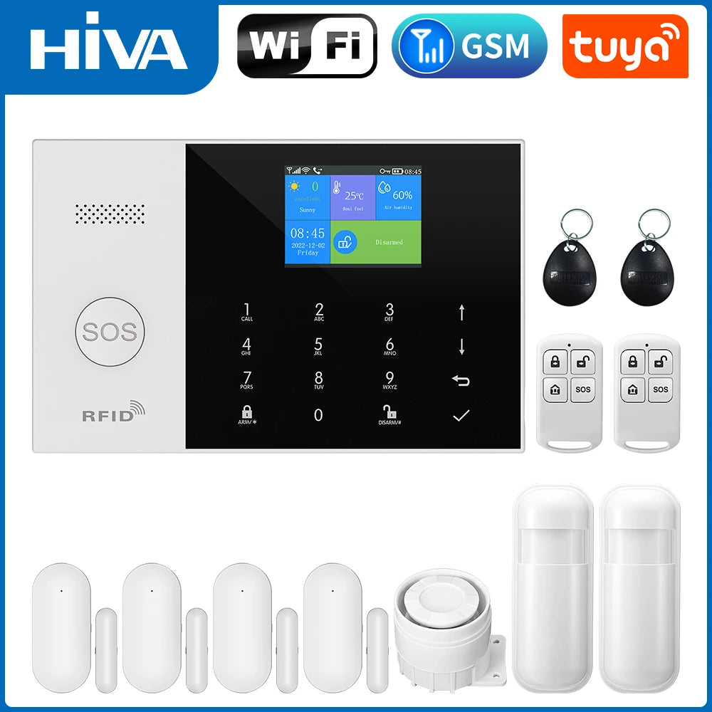 New Wireless Home Alarm System GSM WiFi Motion Sensor Detector Burglar Alarm Tuya SmartLife App Garden Home Alarm PG105