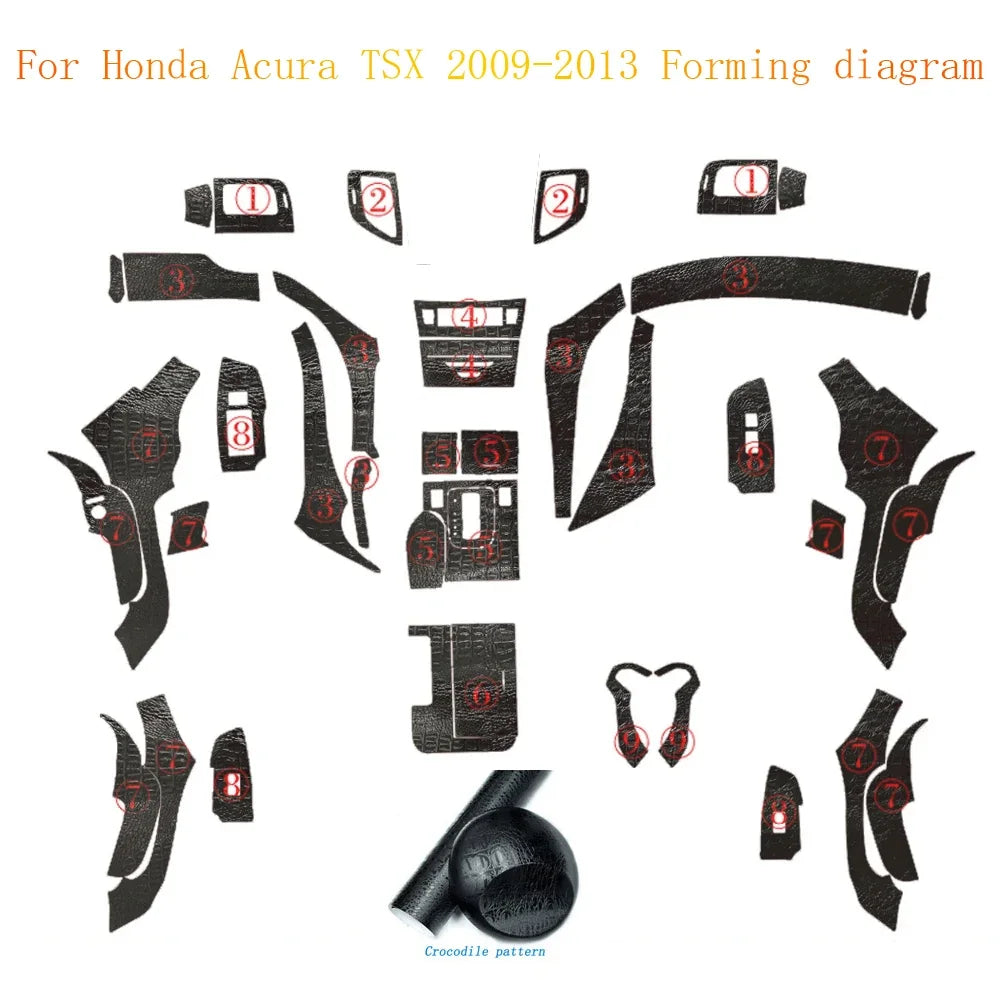 Car Styling Carbon Fiber Interior Center Console Color Change Molding Sticker Decals For Honda Acura TSX 2009 To 2013