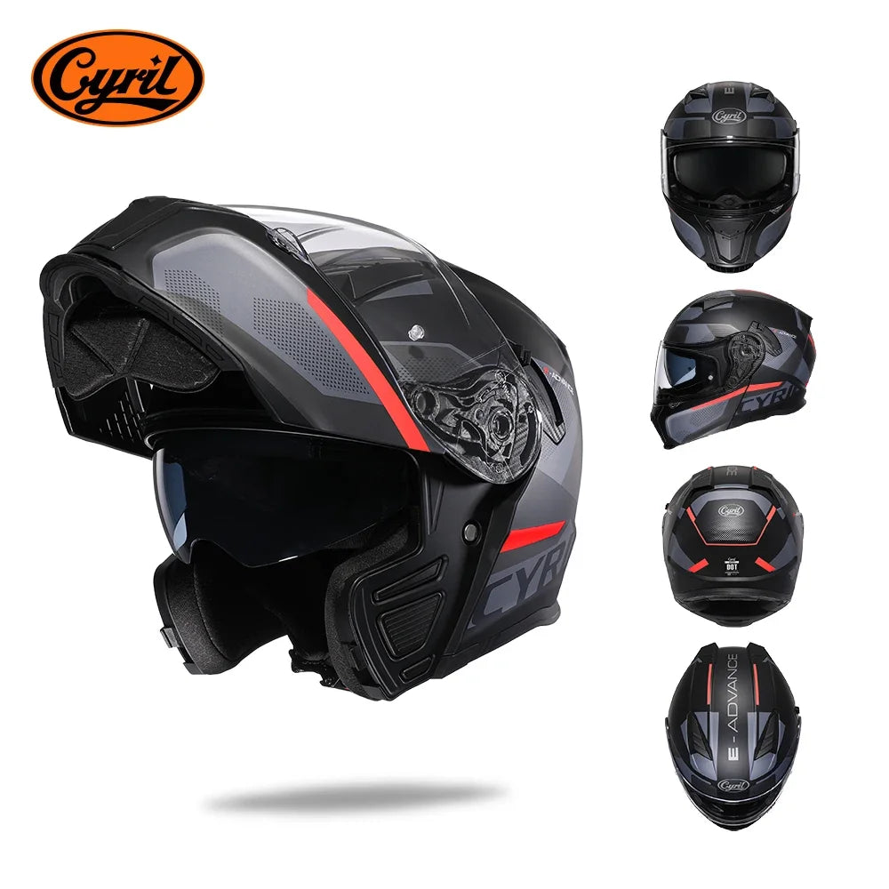 CYRIL Dual Visor Modular Motorcycle Helmet DOT Approved