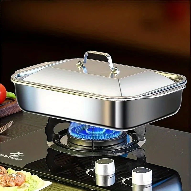 Extra Large Stainless Steel Non-Stick Baking Tray with Lid