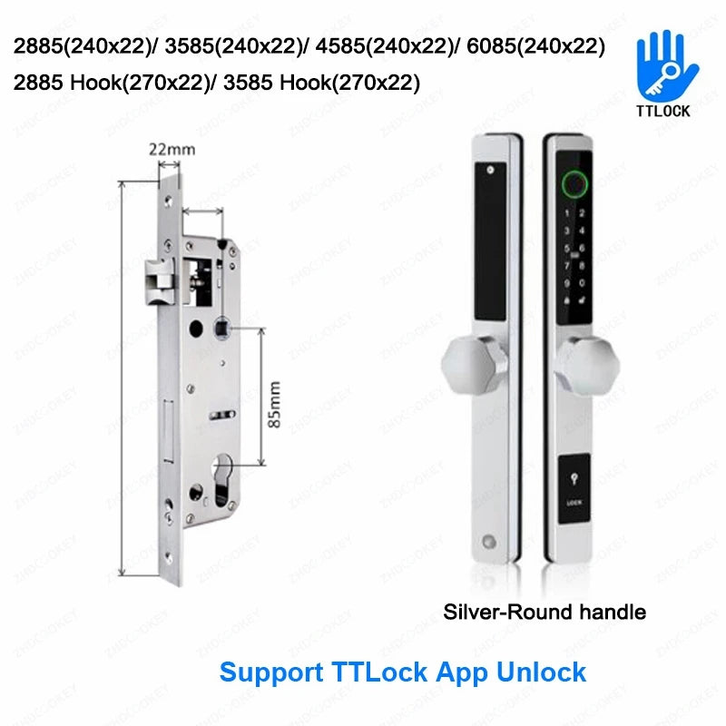 ZhdCookey Electronic Door Lock APP Remote Unlock Waterproof Fingerprint IC Card Password Aluminum Alloy Sliding Door Smart Lock