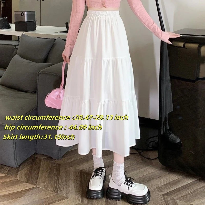 Chic Vintage A-Line Skirt for Women with Ruffle Detail
