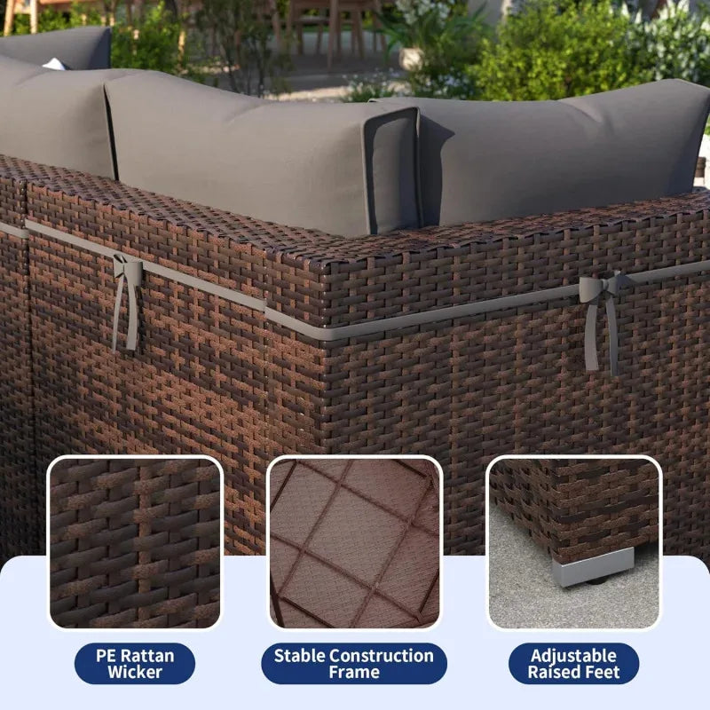 Outdoor Sectional Patio Furniture Set with Waterproof Cover