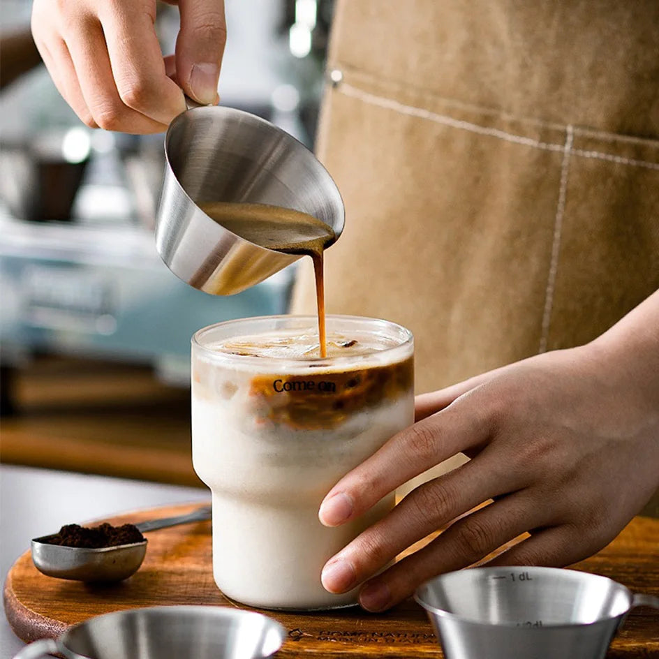 Stainless Steel Espresso Measuring Cup with Handle and Spout